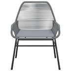 3-tlg. Garten-Essgruppe mit Kissen Grau Poly Rattan Glas