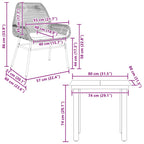 3-tlg. Garten-Essgruppe mit Kissen Grau Poly Rattan Glas