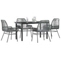 5-tlg. Garten-Essgruppe mit Kissen Grau Poly Rattan Glas