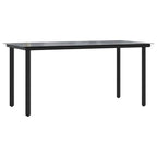 5-tlg. Garten-Essgruppe mit Kissen Grau Poly Rattan Glas
