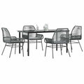 5-tlg. Garten-Essgruppe mit Kissen Grau Poly Rattan Glas