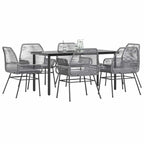 7-tlg. Garten-Essgruppe mit Kissen Grau Poly Rattan Glas