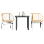 3-teiliges Garten-Esszimmer-Set Braunes Polyrattanglas