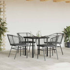5-tlg. Garten-Essgruppe mit Kissen Schwarz Poly Rattan Glas