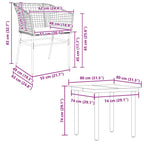 5-tlg. Garten-Essgruppe mit Kissen Schwarz Poly Rattan Glas