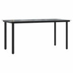7-tlg. Garten-Essgruppe mit Kissen Schwarz Poly Rattan Glas