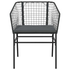 7-tlg. Garten-Essgruppe mit Kissen Schwarz Poly Rattan Glas