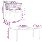 9-tlg. Garten-Essgruppe mit Kissen Schwarz Poly Rattan Glas