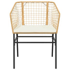 7-tlg. Garten-Essgruppe mit Kissen Braun Poly Rattan Glas