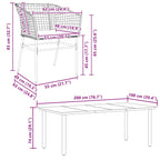 7-tlg. Garten-Essgruppe mit Kissen Braun Poly Rattan Glas
