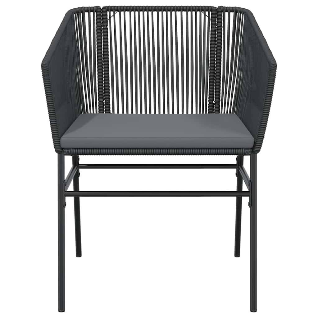3-tlg. Garten-Essgruppe mit Kissen Schwarz Poly Rattan Glas