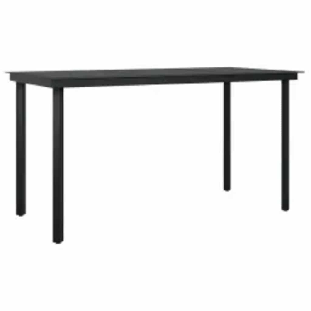 5-tlg. Garten-Essgruppe mit Kissen Schwarz Poly Rattan Glas