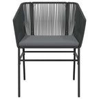 5-tlg. Garten-Essgruppe mit Kissen Schwarz Poly Rattan Glas