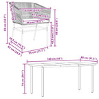 7-tlg. Garten-Essgruppe mit Kissen Schwarz Poly Rattan Glas