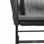 7-tlg. Garten-Essgruppe mit Kissen Schwarz Poly Rattan Glas