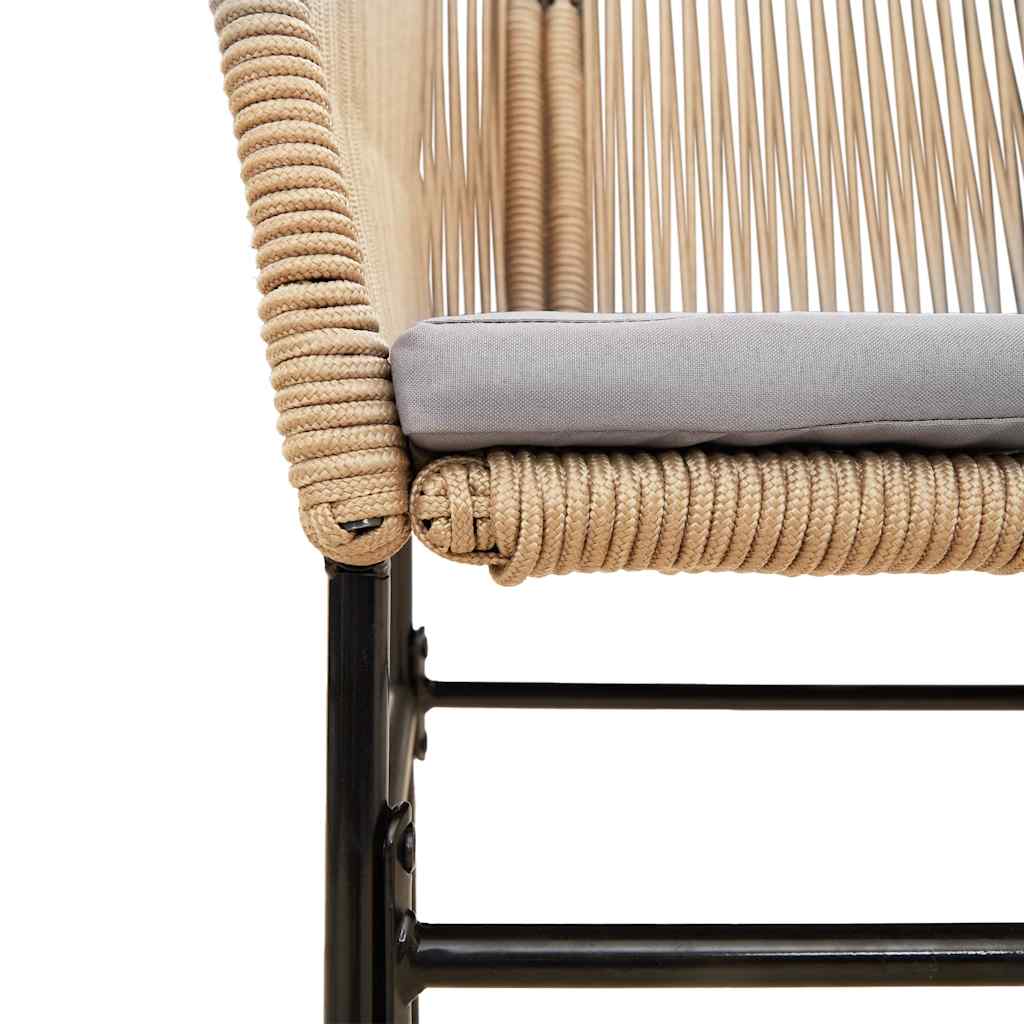 5-tlg. Garten-Essgruppe mit Kissen Braun Poly Rattan Glas