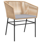 7-tlg. Garten-Essgruppe mit Kissen Braun Poly Rattan Glas