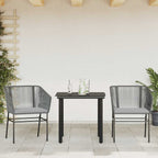 3-tlg. Garten-Essgruppe mit Kissen Grau Poly Rattan Glas