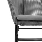 3-tlg. Garten-Essgruppe mit Kissen Grau Poly Rattan Glas