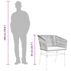 3-tlg. Garten-Essgruppe mit Kissen Grau Poly Rattan Glas