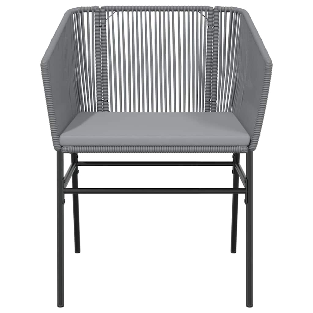 5-tlg. Garten-Essgruppe mit Kissen Grau Poly Rattan Glas