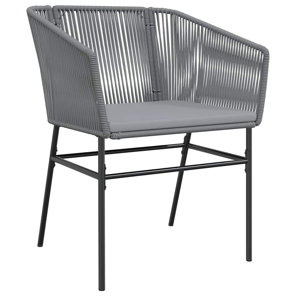 5-tlg. Garten-Essgruppe mit Kissen Grau Poly Rattan Glas