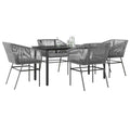 5-tlg. Garten-Essgruppe mit Kissen Grau Poly Rattan Glas
