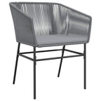 7-tlg. Garten-Essgruppe mit Kissen Grau Poly Rattan Glas