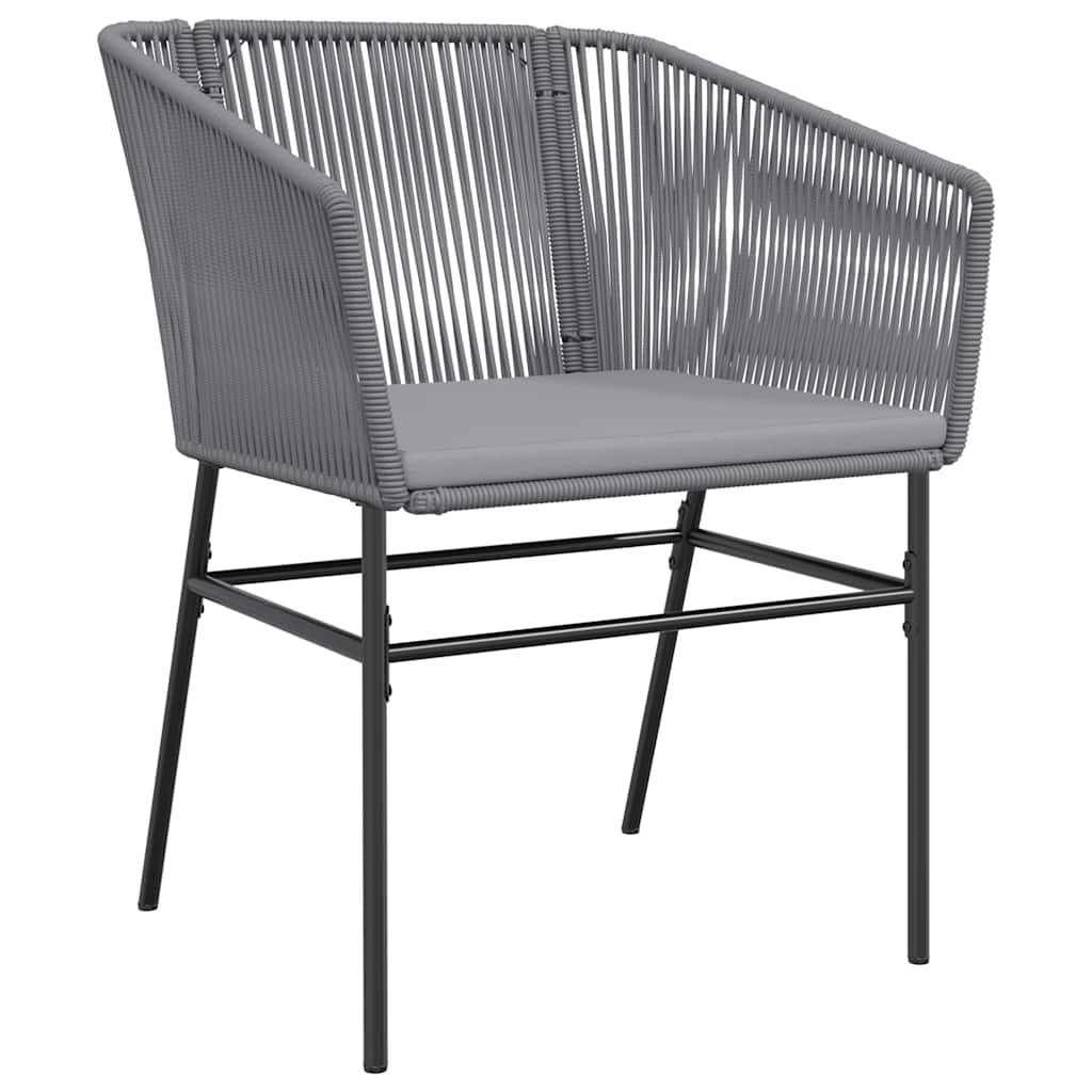 7-tlg. Garten-Essgruppe mit Kissen Grau Poly Rattan Glas