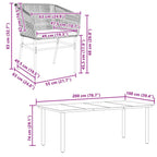 7-tlg. Garten-Essgruppe mit Kissen Grau Poly Rattan Glas