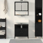 Badezimmermöbel-Set mit Regal 2 pcs Schwarz Holzwerkstoff