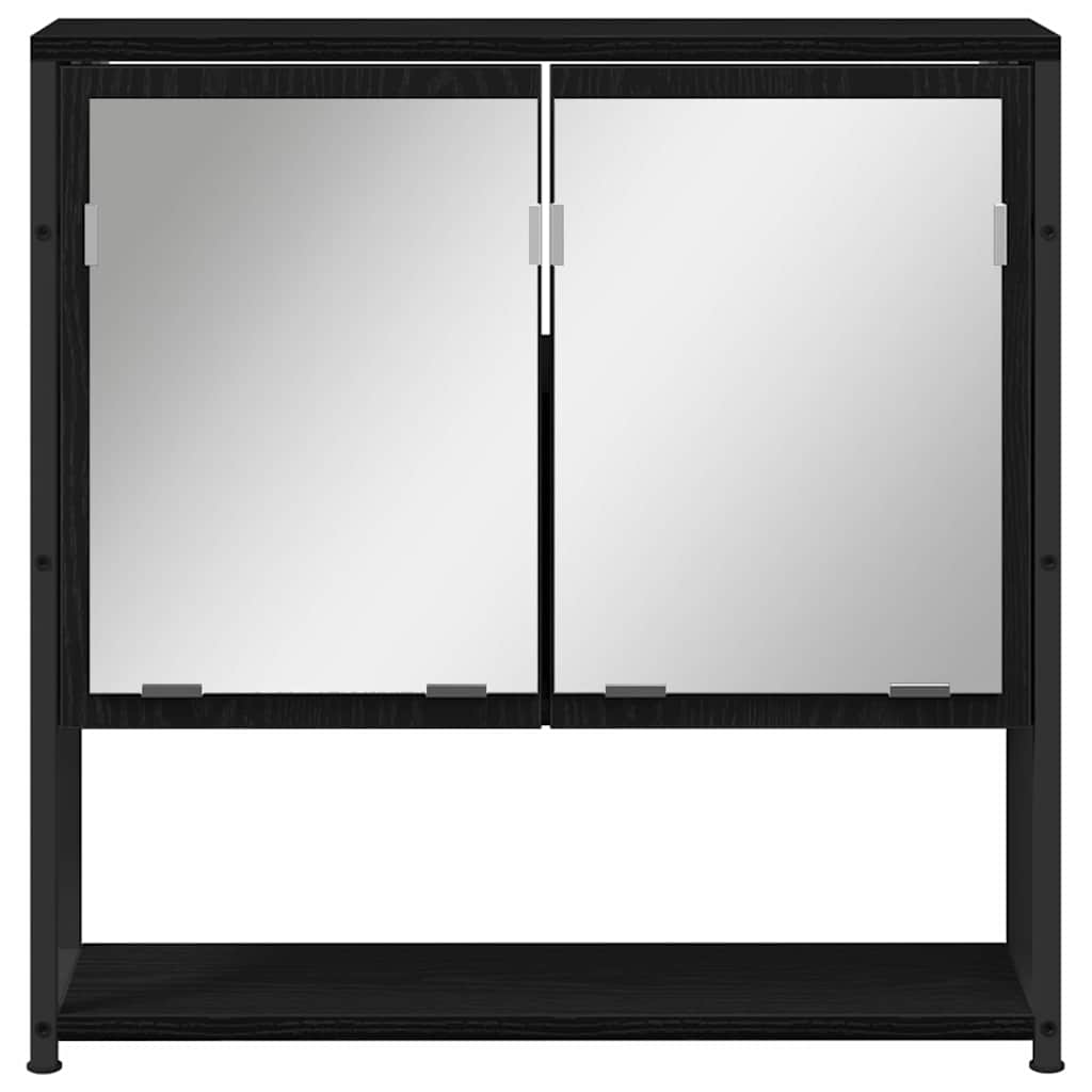 Badezimmermöbel-Set mit Regal 2 pcs Schwarz Holzwerkstoff