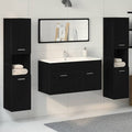 Badezimmermöbel-Set 4 pcs Schwarz Eichen-Optik Holzwerkstoff