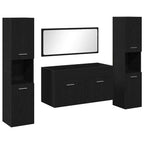 Badezimmermöbel-Set 4 pcs Schwarz Eichen-Optik Holzwerkstoff