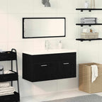 Badezimmermöbel-Set 3 pcs Schwarz Eichen-Optik Holzwerkstoff