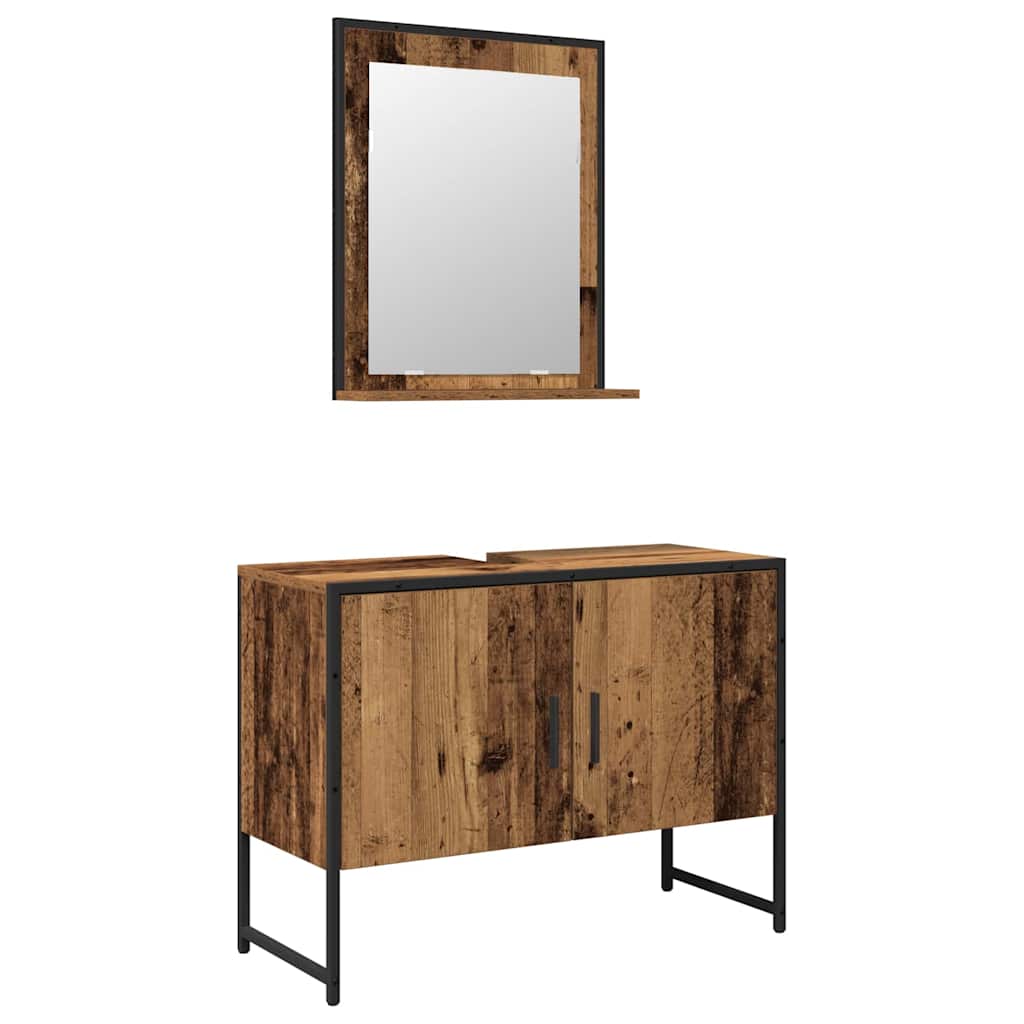 Badezimmermöbel-Set Wandmontiert 2 pcs Braun Holzwerkstoff
