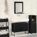 Badezimmermöbel-Set Wandmontiert 2 pcs Schwarz Holzwerkstoff