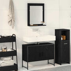 Badezimmermöbel-Set Wandmontiert 2 pcs Schwarz Holzwerkstoff