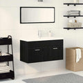 Badezimmermöbel-Set 3 pcs Schwarz Eichen-Optik Holzwerkstoff