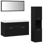 Badezimmermöbel-Set 4 pcs Schwarz Eichen-Optik Holzwerkstoff
