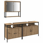 Badezimmermöbel-Set mit Regal mit Tür 3 pcs Braun Holzwerkstoff