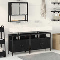 Badezimmermöbel-Set mit Regal 3 pcs Schwarz Holzwerkstoff