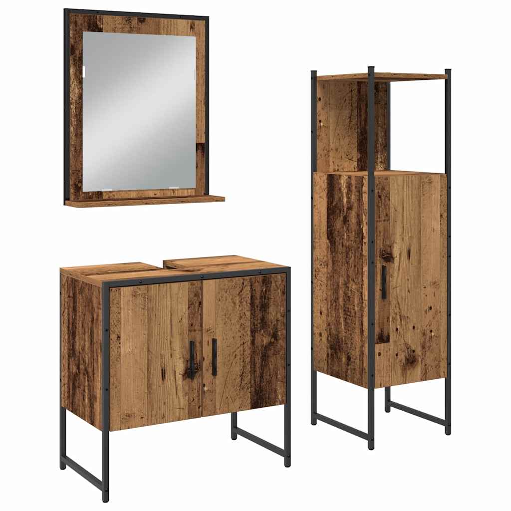 Badezimmermöbel-Set mit Regal mit Tür 3 pcs Braun Holzwerkstoff