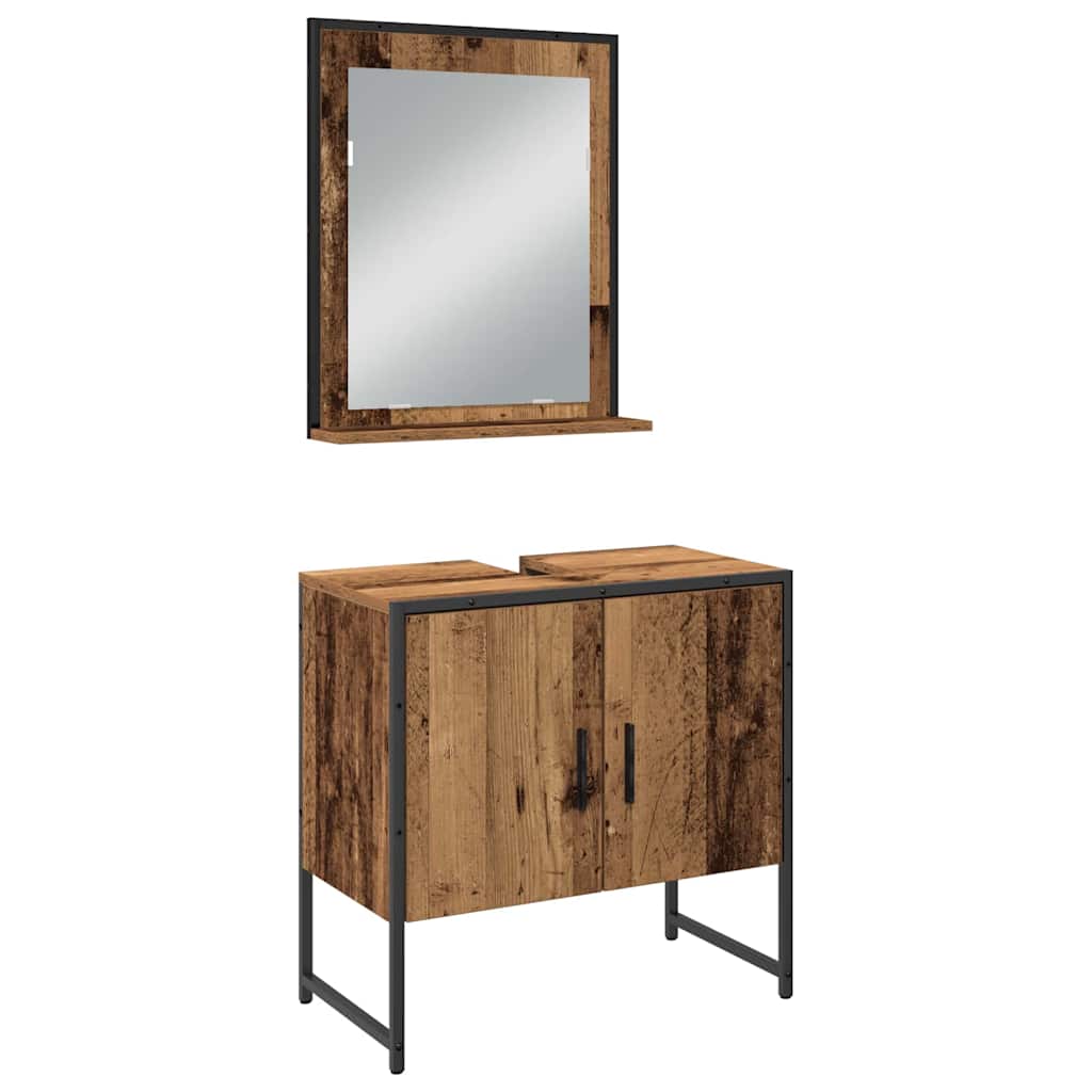 Badezimmermöbel-Set mit Regal mit Tür 3 pcs Braun Holzwerkstoff