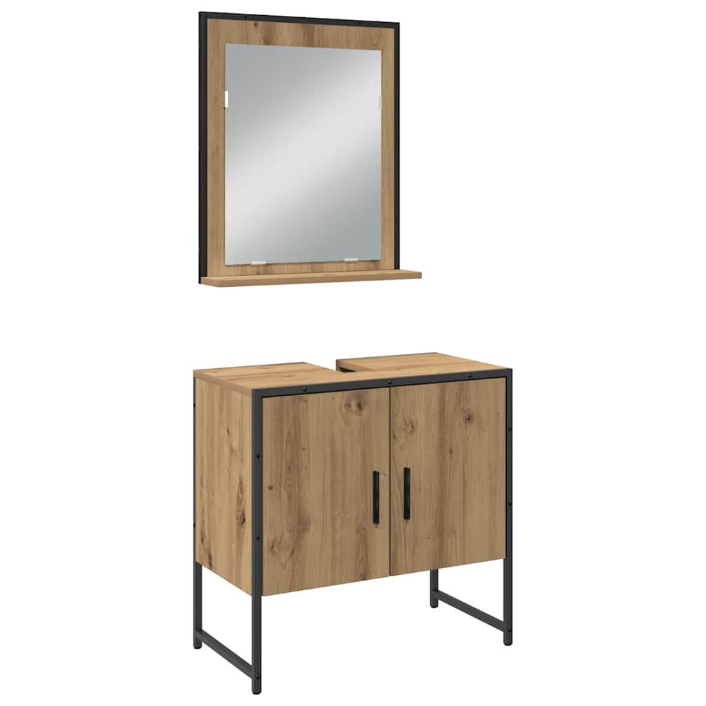 Badezimmermöbel-Set mit Regal mit Tür 3 pcs Braun Holzwerkstoff