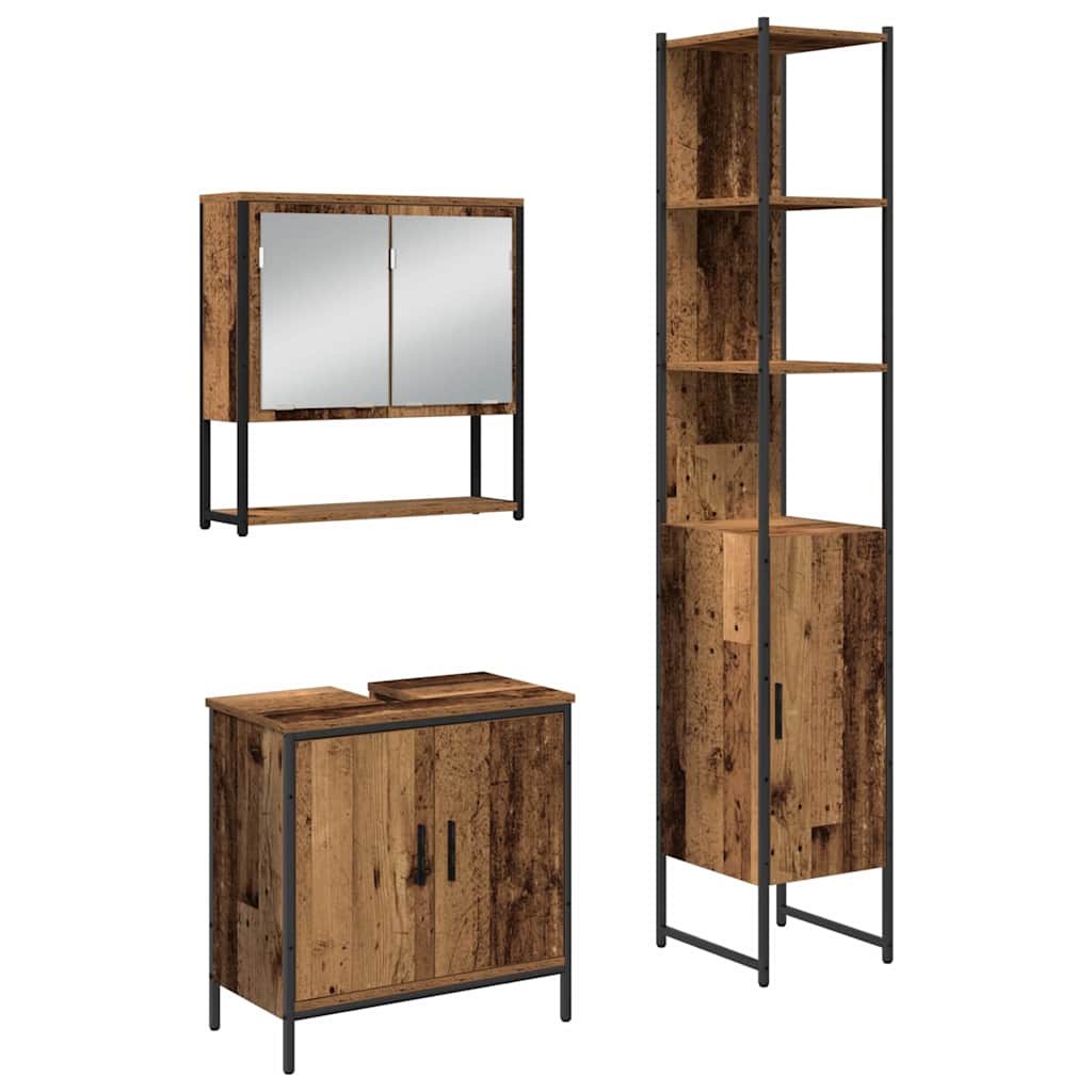 Badezimmermöbel-Set mit Regal mit Tür 3 pcs Braun Holzwerkstoff