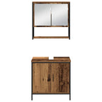 Badezimmermöbel-Set mit Regal mit Tür 3 pcs Braun Holzwerkstoff