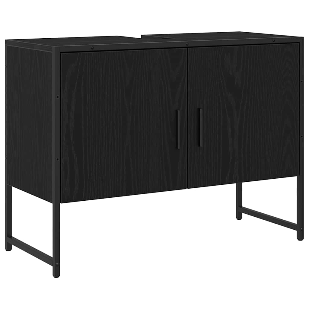 Badezimmermöbel-Set mit Regal 3 pcs Schwarz Holzwerkstoff