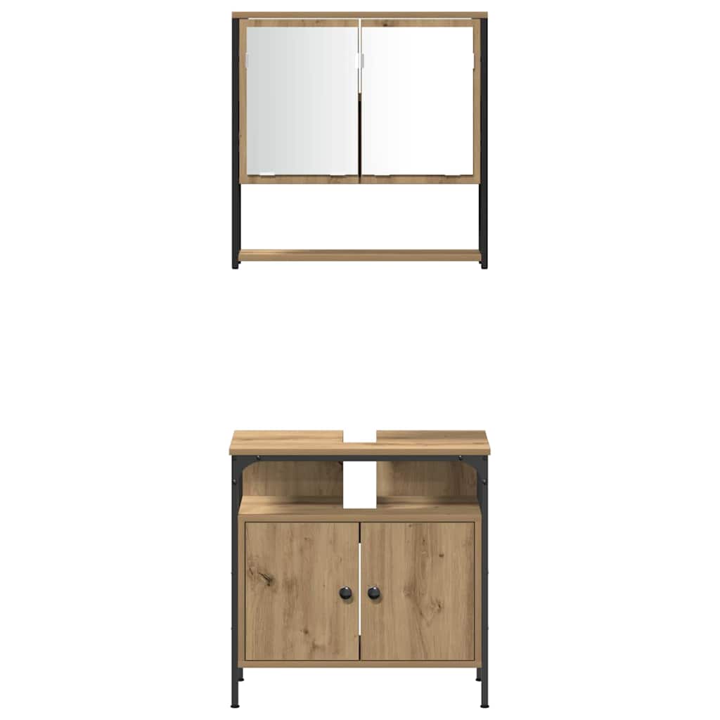 Badezimmermöbel-Set mit Regal mit Tür 3 pcs Braun Holzwerkstoff