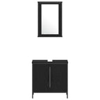 Badezimmermöbel-Set mit Regal 3 pcs Schwarz Holzwerkstoff